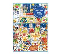 Galison Tarjeta y rompecabezas Happy Hanukcats — diseño de gato, incluye sobre y sello adhesivo