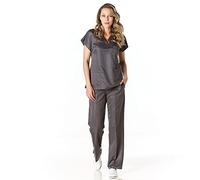 GALLANTDALE Conjunto Sanitario Dra Quinn Mujer Win Antibacterial Repelente Esterilizable Resistente Uniforme Pijama Ropa De Trabajo Medico Doctora Color Gris Oxford Talla M