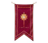 Gallardete Corpus Christi. Decoración de balcones día del Corpus. Colgaduras religiosas 70x150 cm E&B PORRAS (CON LAZOS)