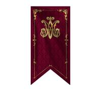 Gallardete Religioso Ave María BURDEO 70 × 150 cm con impresión Dorada | Decoración Elegante para Balcones en Semana Santa, procesiones y Celebraciones religiosas. (M6)
