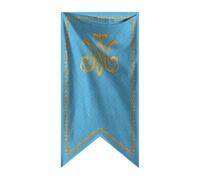 Gallardete Religioso Ave María. Colgadura Celeste 70x150 cm con Impresión Dorada | Decoración para Balcones en Semana Santa, Procesiones y Celebraciones Religiosas (M4)