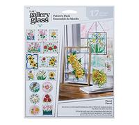 Gallery Glass Piece Pattern Set For Stained Glass DIY Arts and Crafts, vidrieras, Juego de Patrones Florales de 3 Piezas, Perfecto para Arte y Manualidades, 19736, Diseño de Flores
