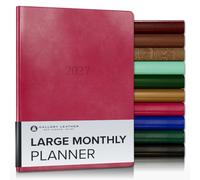 Gallery Leather Agenda mensual grande 2027, elegante agenda y cuaderno con elegantes bordes dorados de página, 18 meses, rosa silvestre Acadia, 9.7 x 7.5 pulgadas