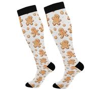 Galleta De Jengibre Calcetines De Compresión Unisex Calcetines Calcetín Alto Hasta La Rodilla Para Circulación Ciclismo Senderismo Atletismo 1 Par 50Cm