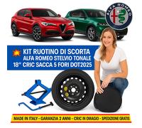 Galleta De Repuesto R18 18" Alfa Romeo Stelvio 5 Agujeros Gato De regalo