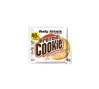 Galleta proteica Body Attack, 40% de proteína, 5% de BCAA, horneado suave, sin aceite de palma ni aspartamo, elaborado con harina de avena integral- Hecho en Alemania, 12x75g White Chocolate Almond