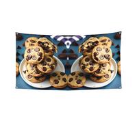 Galletas de comida con chispas de chocolate con estampado de galletas de Navidad, decoración del hogar para interiores y exteriores, para fiesta, porche, bar, telón de fondo colgante festivo