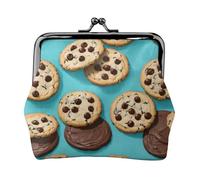 Galletas de comida con chispas de chocolate, monedero para mujer, monedero pequeño con cierre de beso, para monedas, tarjetas, objetos pequeños