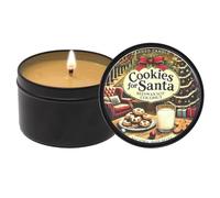 Galletas para Papá Noel, vela contenedor, 6 onzas, hecha con cera de abejas, coco y soja, vela de lata negra, hecha a mano en los Estados Unidos, Candeo Candle (galletas para Santa)