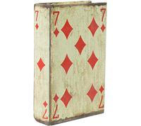 Galletas Porta Cartas de Juego - Caja de Madera - Hecha a Mano y recubierta de Tela con Efecto Envejecido - 1 Compartimento - Dimensiones Exteriores 10 x 3 x 14 cm - Ramo de 54 Cartas Incluido