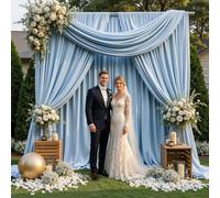 Gallety Cortina de telón de Fondo Azul bebé para Bodas, Cortinas de poliéster para Fotos, Cortina de telón de Fondo de Tela de 40 x 10 pies para celebración, Escenario, Eventos sociales, graduación