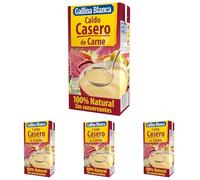 GALLINA BLANCA Caldo Casero de Carne 100% Natural | Elaborado con Carne de Ternera Fresca y Verduras de la Huerta, Cocinado a Fuego Lento. Sin Gluten, Sin Conservantes - 500ml (Paquete de 4)