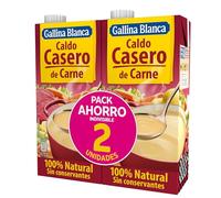 Gallina Blanca Caldo Casero de Carne, 2 x 1L | Sin conservantes, Sin gluten y bajo en grasa