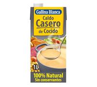 GALLINA BLANCA Caldo Casero de Cocido 100% Natural | Elaborado con Pollo, Ternera, Cerdo, Garbanzos y Verduras de la Huerta, Cocinado a Fuego Lento. Sin Gluten, Sin Conservantes - 1L