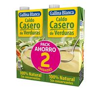 GALLINA BLANCA Caldo Casero de Verduras 100% Natural | Elaborado con Verduras Seleccionadas de la Huerta, Cocinado a Fuego Lento. Sin Gluten, Sin Conservantes, Bajo en Grasa - 1L (paquete de 2)