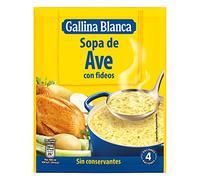 GALLINA BLANCA Sopa de Ave con Fideos | Sopa Deshidratada Elaborada con Ave, Verduras de la Huerta y Fideos. Sin Conservantes, Baja en Grasa - Sobre 76g, 4 raciones