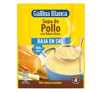 Gallina Blanca Sopa de Pollo con Fideos Finos Bajo en Sal, 68g