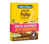 Gallina Blanca - Sopa De Pollo Con Fideos Finos - Pack Ahorro - 3 X 71 G, 213 Gramo