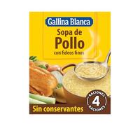 GALLINA BLANCA Sopa de Pollo con Fideos Finos | Sopa Deshidratada | Sin Conservantes, Baja en Grasa - Sobre 71g, 4 raciones