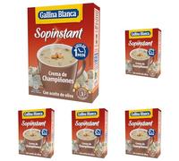Gallina Blanca Sopinstant Crema de Champiñones con Picatostes, 58.5 Gramos (Paquete de 5)