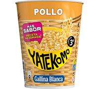 Gallina Blanca Yatekomo Pollo 8 x 60 g, Fideos Instantáneos Orientales en Vaso, Listos en 3 Minutos, Pack de 8, 480 g