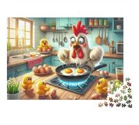 Gallina Dibujos Cocina Puzzle de 1000 Piezas Papel para Adultos Polluelos Cocinando Juego de Puzzle 1000 Piezas Familia Relajante 38x26cm/1000pcs