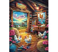 Gallinas en una habitación acogedora Puzzles 1000 Piezas Estera Portátil 3D Cuento de Hadas acompañante mágico Rompecabezas Familiar para Adultos Aliviar Estrés Decoración Hogar Moderno Creativo 1000