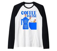 GALLINAS Pollos Nadar CAFÉ Solo Camiseta Manga Raglan