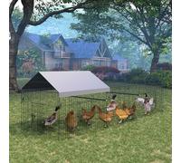 Gallinero 100 x 100 x 328 cm de metal para gallinas, jaula para pollos para animales pequeños, pajarera con lona de techo, recinto para animales pequeños