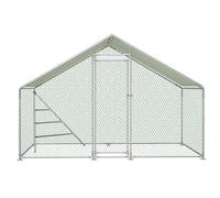 Gallinero, cercado para gallineros, 3 x 2 m, de metal, con techo y estructura de escalada, aviario resistente a la intemperie, gran salida para gallinas, alojamiento seguro para pollos, patos y