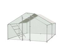 Gallinero cercado para pajareras, cercado para animales pequeños, establo seguro de 3 x 4 m, rejilla resistente con cierre de seguridad y lona resistente al invierno