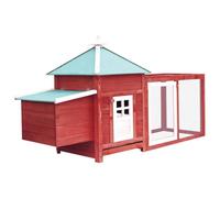Gallinero con pajarera, 193 x 68 x 104 cm, madera de abeto maciza, color rojo 02_0001675
