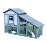 Gallinero Conejera de Madera para Exteriores Casa para Aves de Corral con Techo Impermeable Bandeja extraíble Área de Carrera Jaula para cría de Conejos Suministros para Mascotas Pajareras (Azul 151x6