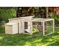 Gallinero Dallas con Parque para 4-6 Aves - ECOFLEX Material sostenible y Duradero - Fácil Montaje Perchas y Ponedero (Beige)