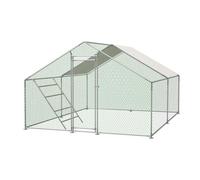 Gallinero de 3 x 2 x 2 m, cercado de metal con cerradura de seguridad, techo impermeable de polietileno, caño para pollos, conejos, patos, aves de corral y más.