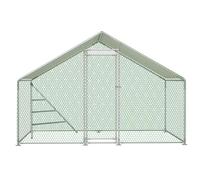 Gallinero de 3 x 2 x 2 m de acero galvanizado, con estructura de escalada y escalera, techo de polietileno impermeable y cerradura de seguridad, pajarera para pollos, conejos, conejos, patos