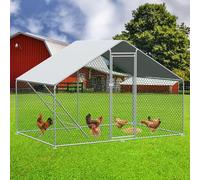 Gallinero de 3 x 2 x 2 m - Gran recinto exterior para gallinas con toldo, marco de metal, candado y protección contra la lluvia para una salida segura de pollos