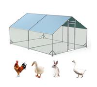 Gallinero de 3 x 4 x 2 m, grande, de acero galvanizado, XXL, con puerta y paño de color resistente a los rayos UV, para animales pequeños, pollos, conejos, jaulas de pájaros, plantas