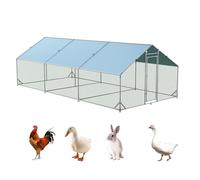 Gallinero de 3 x 6 x 2 m, grande, de acero galvanizado, XXL, con puerta y paño de color resistente a los rayos UV, para animales pequeños, pollos, conejos, jaulas de pájaros, plantas