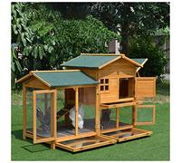 Gallinero de 68 '' Gallinero de Madera de Varios Niveles para Exteriores con rampa, Caja Nido, Bandeja extraíble, Cerca de Alambre y Techo de Asfalto Resistente a la Intemperie (B 173x78x103cm)