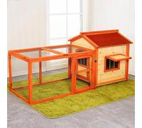 Gallinero De Madera para Conejos, Jaulas para Conejos Al Aire Libre con Corredor Y Techo De Asfalto, Casa para Mascotas Conejos, Cobayas, Pollos Y Patitos(Original Wood Red,75 * 68 * 75CM)