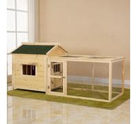 Gallinero De Madera para Conejos, Jaulas para Conejos Al Aire Libre con Corredor Y Techo De Asfalto, Casa para Mascotas Conejos, Cobayas, Pollos Y Patitos(Original Wood Green,75 * 68 * 75CM)