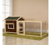 Gallinero De Madera para Conejos, Jaulas para Conejos Al Aire Libre con Corredor Y Techo De Asfalto, Casa para Mascotas Conejos, Cobayas, Pollos Y Patitos(Carbonized Green,85 * 78 * 88CM)