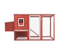 Gallinero de madera roja con caseta de cova, 202 x 75 x 98 cm | Techo impermeable, bandeja extraíble, rampa deslizante, puerta con pestillo, fácil montaje