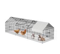 Gallinero de Metal 3,3 x 1 x 1 m, cercado para gallinero, galvanizado, con Cubierta de Techo, establo Estable para Aves de Corral, cercado al Aire Libre para Pollos, Animales pequeños