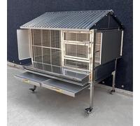 Gallinero De Metal, Conejera para Exteriores con Ruedas Y Bandeja De Embudo, Jaula para Cobayas A Prueba De Masticar para Aves De Corral De Animales Pequeños(100 * 70 * 110cm)
