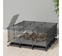 Gallinero de Metal extraíble: casa for Animales pequeños con Espacio cifrado de 1,3 cm, Parque for Patos y Gatos, conejera for conejitos y Patos(Black)