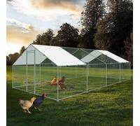 GALLINERO EXTERIOR 3x8x2m, RECINTO DE MALLA METÁLICA PARA GALLINAS, AVES; EST...