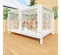Gallinero Exterior De Metal para Patio con Puerta con Cerradura Y Bandeja para Huevos para 3-6 Gallinas, Tapa Desmontable, Fácil Montaje, Jaula para Aves De Corral Exteriores P White 100 x 50 x 60 cm