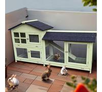 Gallinero Exterior Grande Madera con Techo De Asfalto Arenoso Resistente Al Viento Y Al Sol Gallineros for Exterior Baratos con Escalera Y Bandeja(Green)